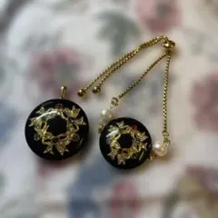 ⑩ボタン　ブレスレット　ネックレストップ　リボンモチーフ　淡水パール