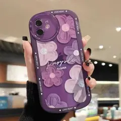 スマホケース　パープル　花柄　おしゃれ 【残りわずか♡】iPhone15Pro