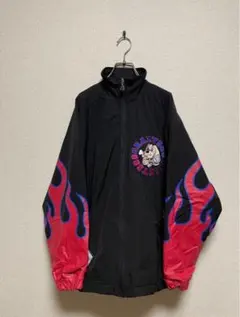 ★ファイヤーパターン★ ガルフィー ナイロンジャケット 黒 デカロゴ 【美品】