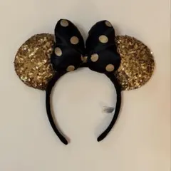ディズニー カチューシャ ゴールド ドット柄 スパンコール ミニーちゃん