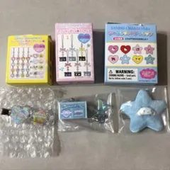 シナモン　おはじきシール風アクセサリー　デニムペンポーチストラップ　ヘアクリップ