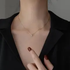 ダイヤネックレス 一粒石 ゴールド ステンレス ネックレス　 シンプル 高見え