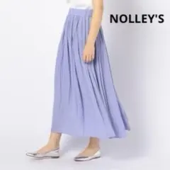 NOLLEY'S 割繊ギャザーロングスカート 光沢感 マキシ丈 ライトパープルM