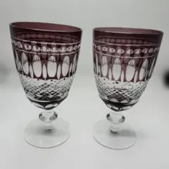 薩摩切子　ゴブレット　色被せ切子　クリスタルガラス　ビアグラス 2個セット