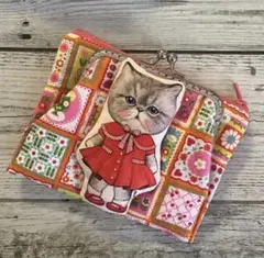 (少し大きめ)コヤンイサムチョン ファスナー付きがま口ポーチ ルミ×レトロお花