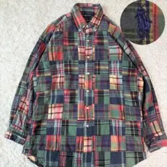 希少/極美品✨ラルフローレン ボタンダウンシャツ マドラスチェック パッチワーク