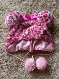 ミニー　ヒョウ柄帽子 ピンク　ファンキャップ　ディズニー