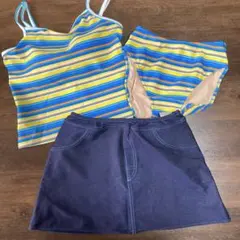クリエイトファッション 水着 セパレート ボーダー 女の子 3点セット 9M