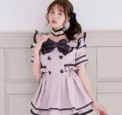 LIZLISA チョーカートレンチライクセットアップ ピンク×ブラック 