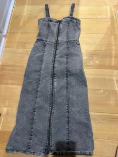 デニムフロントジップワンピース ジーユー M ダークブラウン