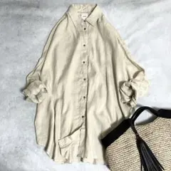 極美品❤️Spick&Span 80リネンカシュクールビッグシャツベージュ23SSのサムネイル