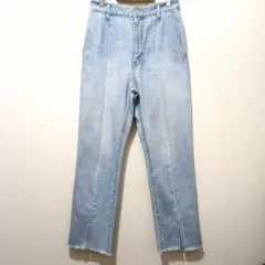 LOWRYS FARM　フロントスリットデニム　ライトブルー　M　ウエストゴム入