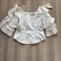 SEA NEW YORK コットン ラッフルスリーブブラウス　オフホワイト SEA NEW YORK コットン ラッフルスリーブブラウス オフホワイト - メルカリ