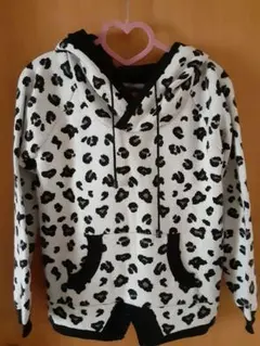新品　Backs レオパードパーカー　ホワイト　ヒョウ柄