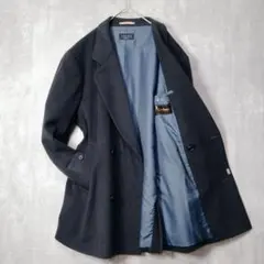 美品 LANVIN ランバン カシミヤ100% ダブル チェスターコート 紺 L