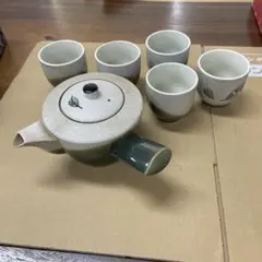 急須と湯呑5個セット 陶器製 日本茶用　-57