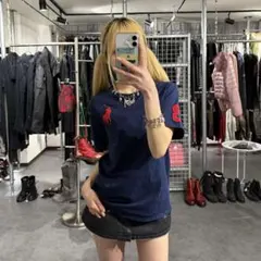 ラルフローレン　Tシャツ　ビックポニー　Y2K 刺繍　polo ネイビー