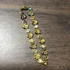 天然石付　ヴィンテージ　花モチーフブレスレット