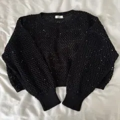 【earth music&ecology】　スパンコール　メッシュ　編みニット