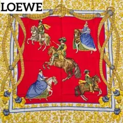 美品 LOEWE ロエベ スカーフ 大判 馬 貴族 タッセル アラベスク シルクのサムネイル