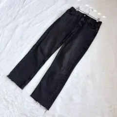ザラ（EUR38）マムデニムパンツ カットオフ ストレート ハイウエスト 灰色のサムネイル