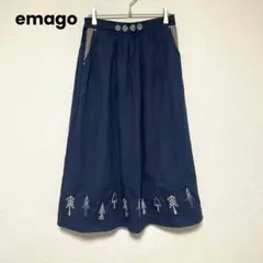 qq173 イマゴ emago/刺繍コットンリネンスカート/ロングスカート
