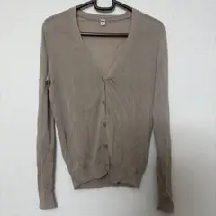 UNIQLO ベージュ Vネック カーディガン L