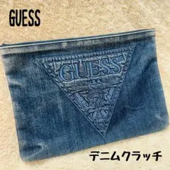 GUESS デニムクラッチバッグ　ブルーのサムネイル