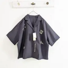 新品 スタディオクリップ 刺繍 オープンカラー シャツ 半袖 綿 羽織り