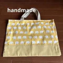 ハンドメイド 象柄トートバッグ、上履き入れ
