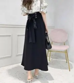 レースアップ ロングスカート