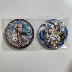 ワンピース　輩缶バッジ　MARINE コビー ヘルメッポ つる