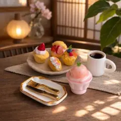 桃のアイス付き ミニチュアスイーツセット 和食器 ドールハウス 春