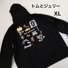 トムとジェリー パーカー バックプリント　ブラック　XL 大きいサイズ