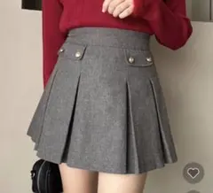 NICE CLAUP ミニスカート グレー プリーツ インナーパンツ付