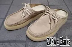 CLARKS × ZARA レザーミュール Clarks ZARA レザーミュール サンダル スウェード 44 厚底