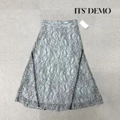★新品★ ITS' DEMO フレアスカート　グリーン　ハシゴレース　レディースのサムネイル