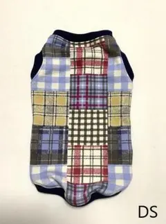 ハンドメイド 犬服 ニコちゃんパッチデニム×ギンガムチェック メッシュ