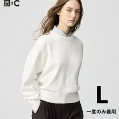 一度のみ着用 美品 ユニクロ スムースコットンクルーネックセーター Lサイズ