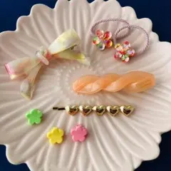 ★No.241★ ヘアピン　ヘアアクセサリー　ヘアクリップ　リボン　花　ハート