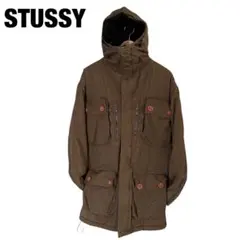 ステューシーStussy メンズ　ジャケットミリタリーコート フード付きカーキＬ STUSSY ステューシー ジャケット メンズ Military Parka(stussy JKT
