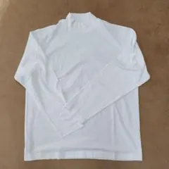 ホワイト長袖ハイネックTシャツ Lサイズ