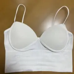 美品　パッド入り　キャミソール　ショート丈　ホワイト　ブラトップ　ビスチェ　S