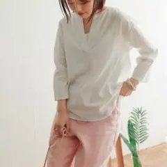 美品✨　オフ❤️　麻　アーバンリサーチドアーズ　リネンコットンスキッパーシャツ