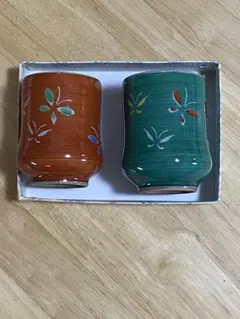 花柄陶器カップ2個セット