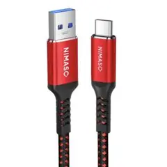 快適⭐️高速充電　USB-C ケーブル NIMASO 赤黒 3m
