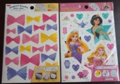 DAISO リボン・キャラクター ステッカー 2シートセット
