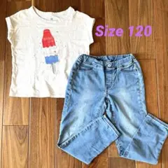 GAP アイスキャンディー柄Tシャツとデニムパンツセット. 120cm