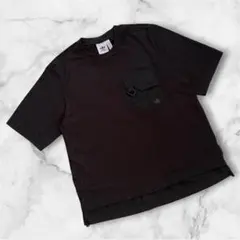 adidas ブラック Tシャツ 異素材切替 トレフォイルロゴ M ポケットのサムネイル