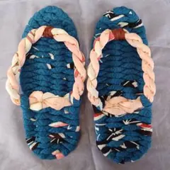 手作り布ぞうり青Ｍ